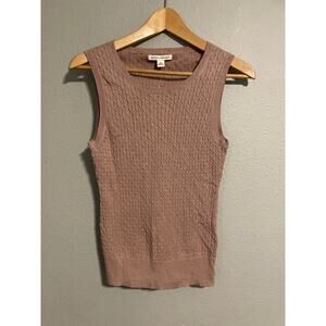 Banana Republic Women Sweater Tank Small Mauve Wool Blend Cable Knit Glitter NWT